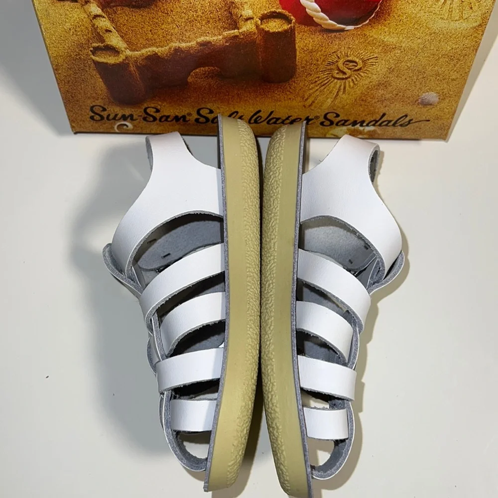 AUTH NIB Salt Water Sandal by Hoy Shoes Sun-San - Sailors WHITE